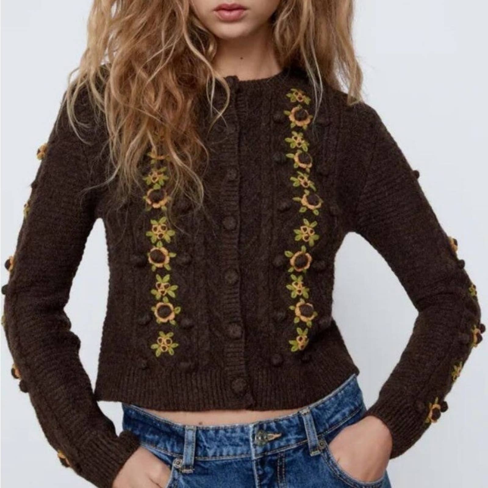 Zara Knit Sunflower Cardigan